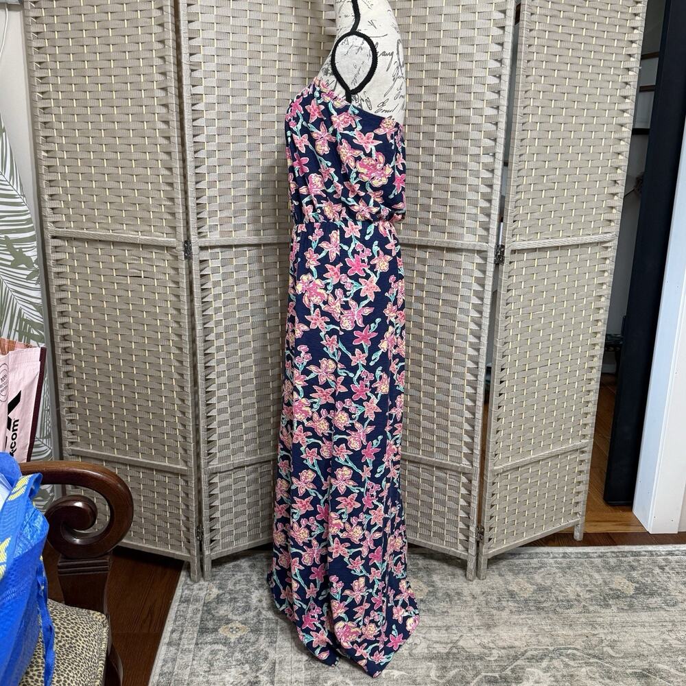 Lilly Pulitzer MARLISA MAXI DRESS Size M Navy PRETTY SOCIAL Strapless Knit EUC - Picture 2 of 8